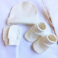 Kit Touca, Luva e Sapatinho Pantufa RN menina e menino Algodão Premium