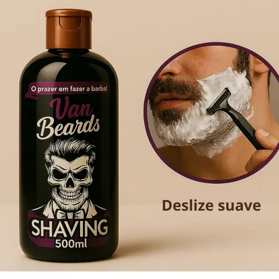 Van Beards Shaving Gel Creme Para Barbear 500ml Barbear Suave Hidratante Não Irrita
