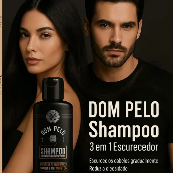 Dom Pelo Shampoo Escurecedor Gradual Tonalizante Masculino Cabelo Grisalho Realça a Cor