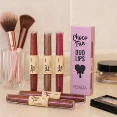 Duo Lips Choco Fun Fenzza - Batom & Gloss 2 em 1 Novo Queridinho | Cor Duradoura e Brilho Espelhado