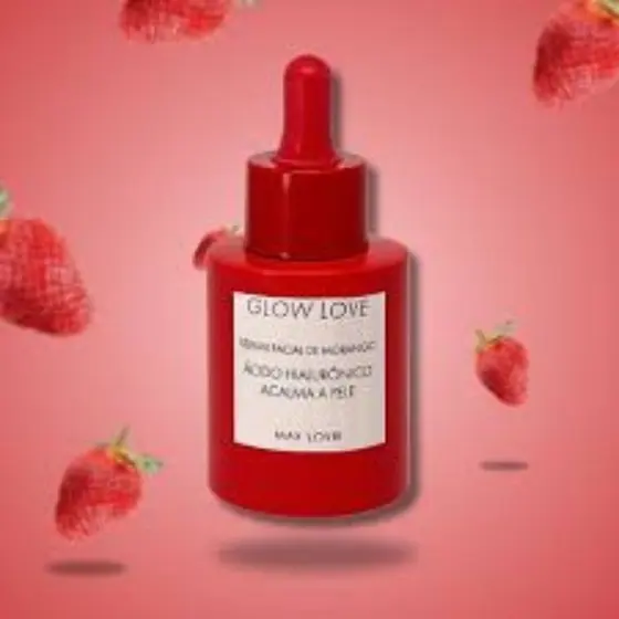 🍓 Sérum Facial Max Love Morango – Efeito Glow e Pele Macia
