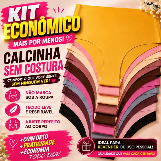 Kit 10 ou 5 Calcinhas Cós Alto Sem Costura Corte a Laser Conforto Não Marca