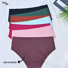 Kit com 10 ou 5 Calcinhas Cós Alto SEM COSTURA Corte a Laser Conforto Não Marca Forro 100% Algodão