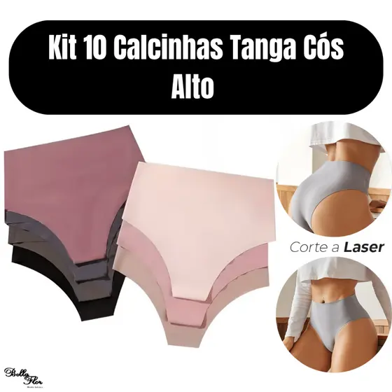 Kit 10 ou 5 Calcinhas Cós Alto Sem Costura Corte a Laser Conforto Não Marca