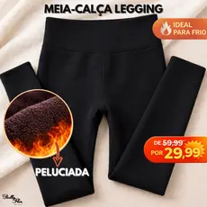 Meia Calça Térmica Peluciada Grossa Cintura Alta Modeladora Cós Duplo Inverno