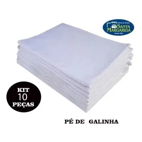 Kit Pano De Prato Branco Liso 50X70 SANTA MARGARIDA 10 PEÇAS
