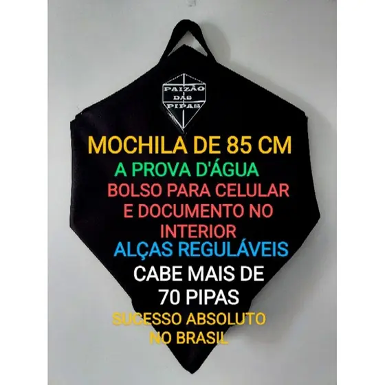 MOCHILA DE PIPA PAIZÃO DAS PIPAS DE 85 CM E 95 CM