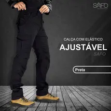 Calça Cargo Ripstop Defender Safo Preta UV50+ Com 8 Bolsos