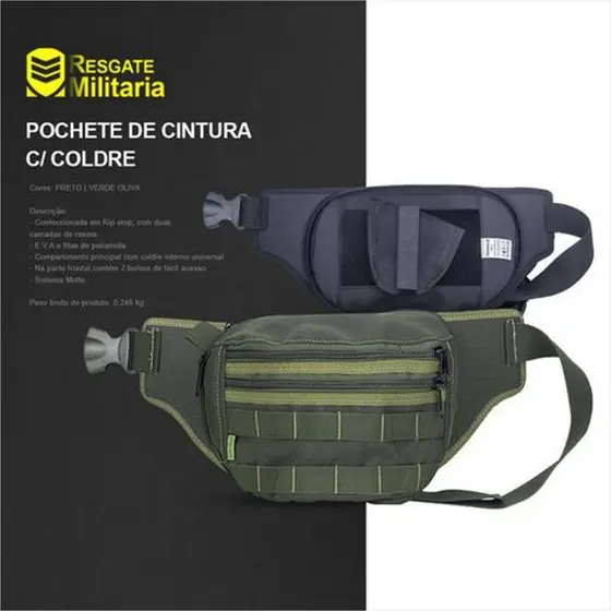 Pochete De Cintura Com Coldre Universal Rip Stop Saque Rápido Airsoft