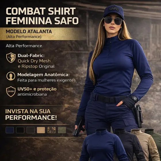 Combat Shirt Feminina Safo Atalanta Ripstop Com Proteção UV50+ Secagem Rápida