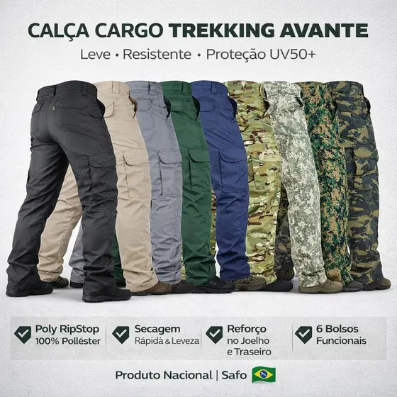Calça Cargo Masculina Trekking Ripstop Com Proteção UV50+