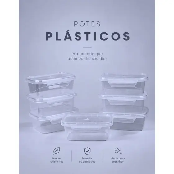 Kit 10 Marmita Potes 800ml com Travas Laterais BPA FREE - Alimentos organizadores de congelador PLASTICOS