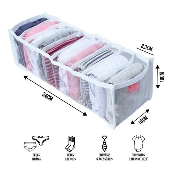 kit 3 Colmeias PP 10x10x34 peças íntimas