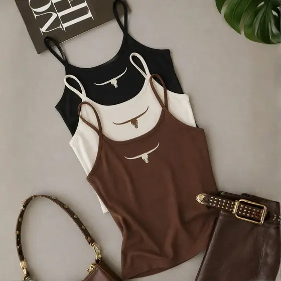 Kit 3 Regatas Femininas Country Western Longhorn Suplex Premium Ajustada
