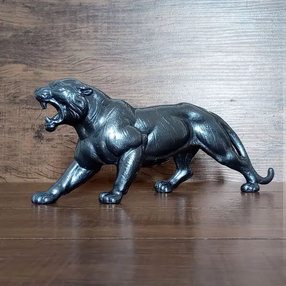 ESTÁTUA DECORATIVA TIGRE NEGRO, DECORAÇÃO PARA SALA, DECORAÇÃO SALA, ESTÁTUA DECORATIVA
