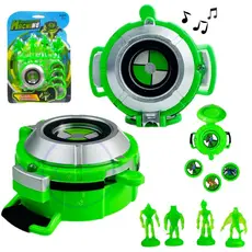Super Lançador Omnitrix Ben10  Lançada Discos Com Aliens Que Emite Som E Luz Led