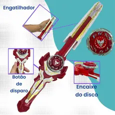 Kit Super Espada Giroscópio Lançador De Beyblades + 1 Beyblade
