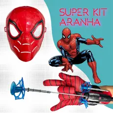 Kit 2 Luva Homem Aranha + Máscara Spider Man
