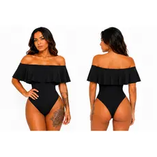 Body ciganinha babado feminino decote ombro a ombro suplex P ao GG