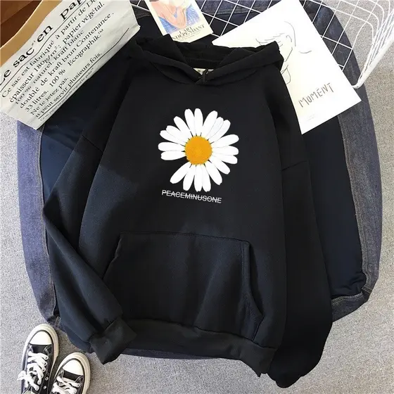 Moletom Canguru Feminino Com Capuz e Cordão Bolso Moletons Unissex / Flores Margaridas R Distribuidora