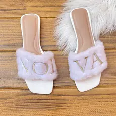 Rasteira Pantufa com Bordado Noiva - Branca e Confortável