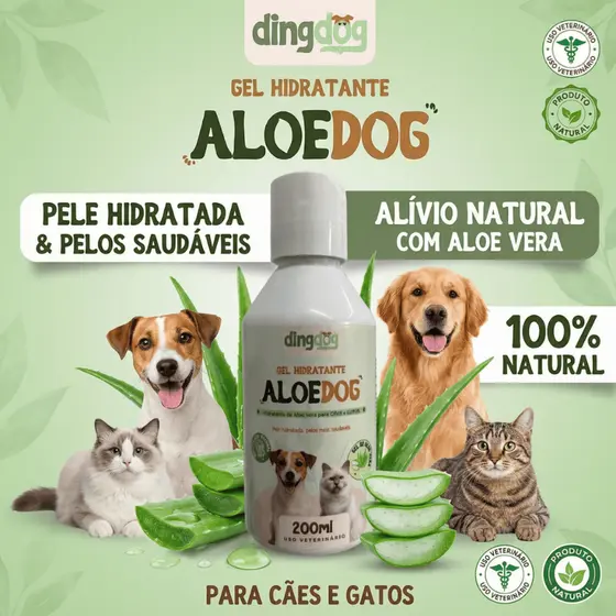 Gel de Aloe Vera Babosa Para Cães e Gatos AloeDog 200g Ding Dog