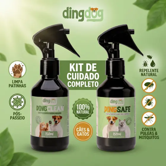 Kit Cuidado Limpa Patinhas e Repelente Natural Ding Dog