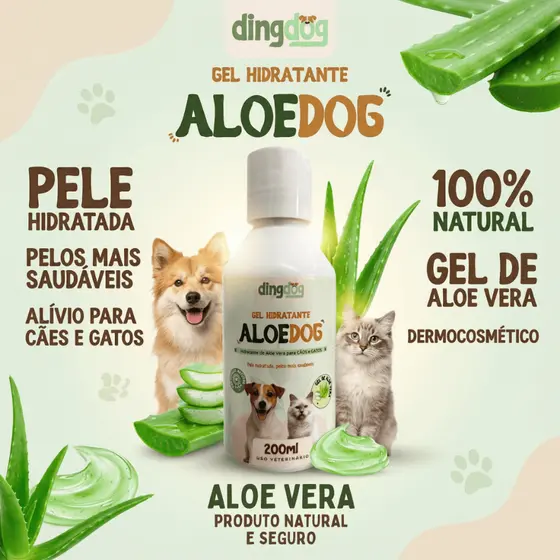 Gel de Aloe Vera Babosa Para Cães e Gatos AloeDog 200g