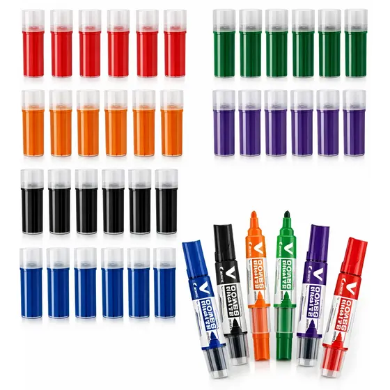 Pincel marcador de quadro branco Pilot V Board Master + 12 recargas para caneta tinteiro