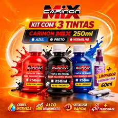 Tinta Para Pincel Caneta Tinteiro Marcador de Quadro Branco 250ml Azul Vermelho e Preto + Limp 60ml