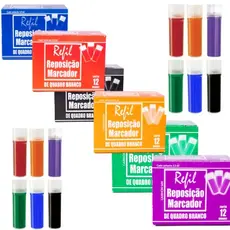 Cartucho Tinteiro para refil Caneta Tinteiro Marcador Pincel de Quadro Branco 12 Unidades Não Mancha