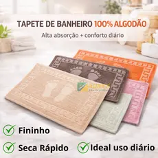 Kit Tapete Piso Banheiro Atoalhado Secagem Rápida Pano de Chão Macio Antiderrapante Alta Absorção