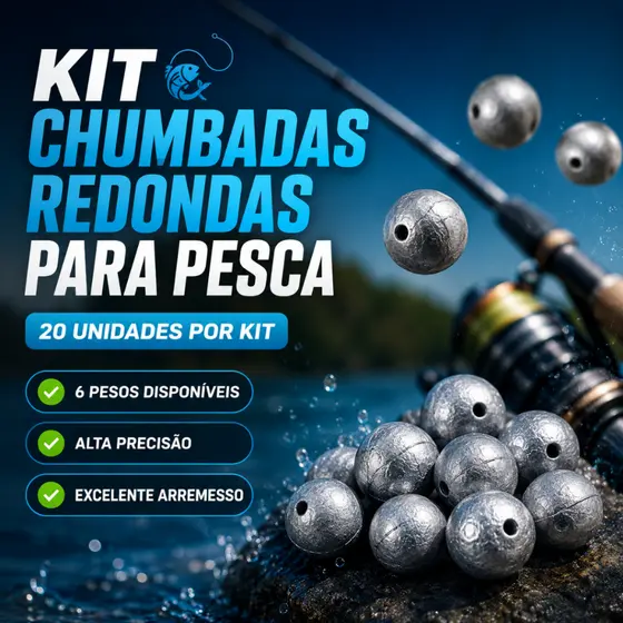Chumbada Pesca Redonda Varios Tamanhos Lambari Carpa Tilapia