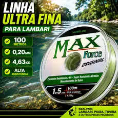 Linha de Pesca Especial Para Lambari Piaba Tuvira Ultra Fina Max Force 0,20mm