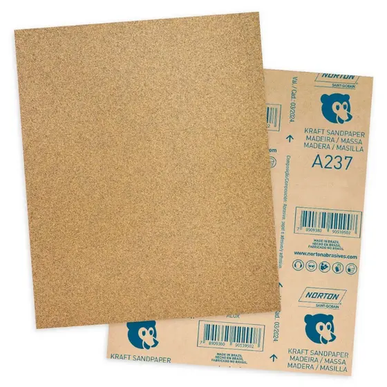 Folha de lixa para madeira e massa 225 x 275 - A237 - Norton