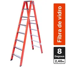 Escada tesoura dupla em fibra de vidro 8 degraus 2,40 m - ESC08240 Rotterman