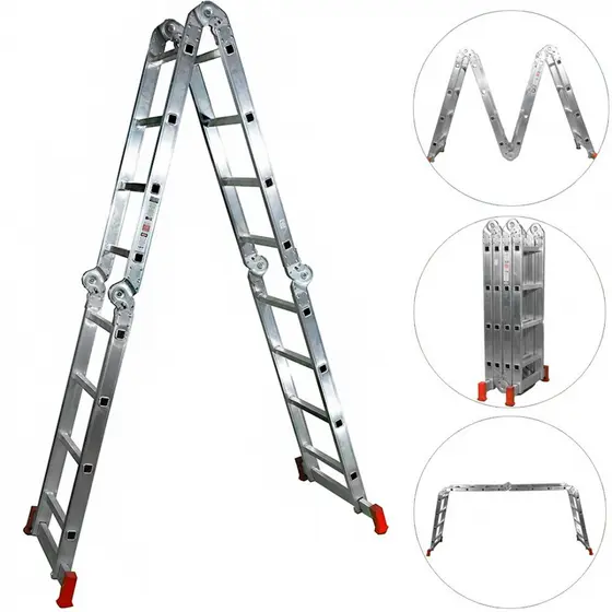 Escada multifuncional de aluminio 4x4 16D. 13 em 1 Botafogo