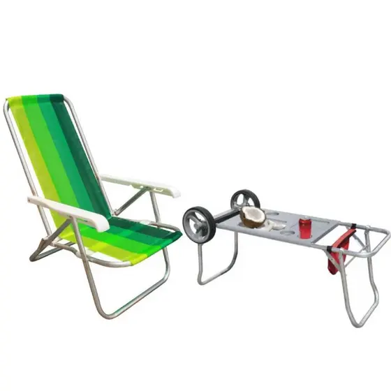 Kit Cadeira de praia dobrável  CAD0641 + Carrinho Mesa CAR0649 - Botafogo