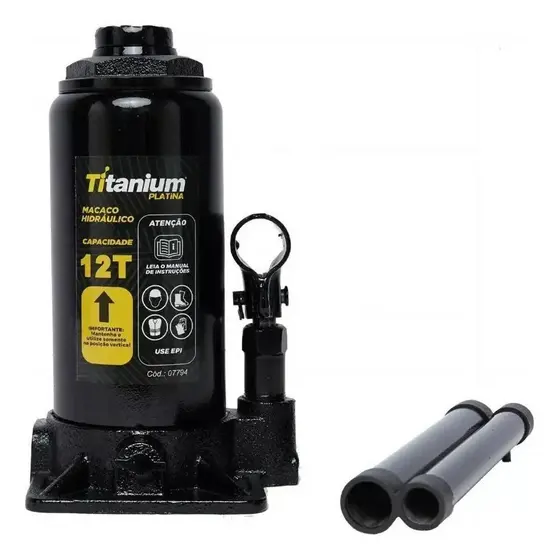 Macaco hidráulico tipo garrafa 12 toneladas - 7794 - Titanium