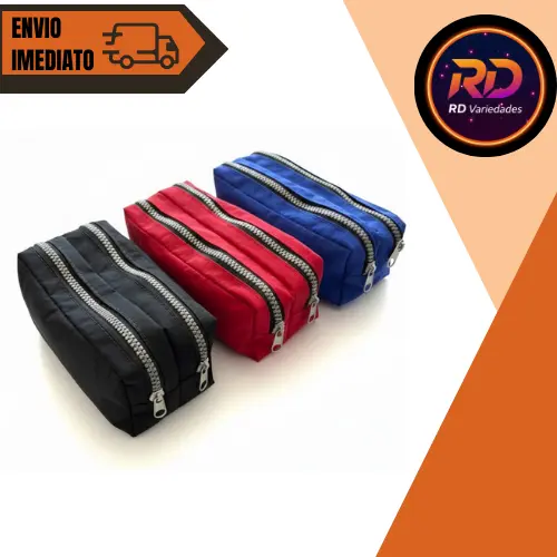 Estojo Escolar de Tactel 2 zipers Reforçado