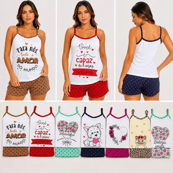 Pijama Baby Doll Feminino Malha Premium Short Doll Confortável Verao