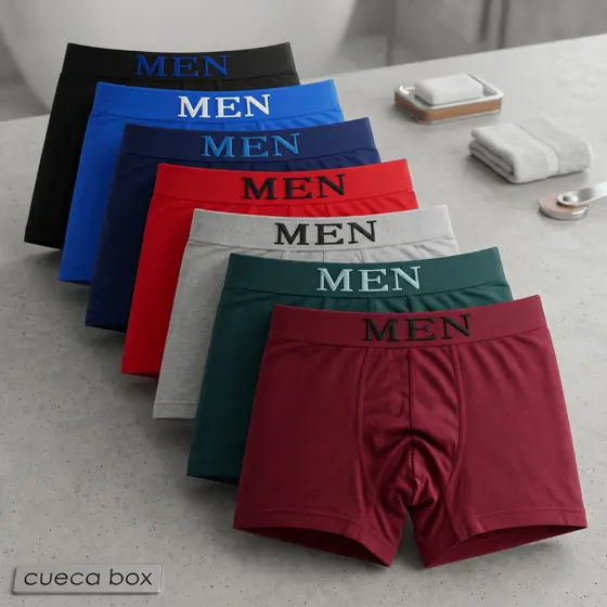 Kit Cueca Boxer Adulto Masculina Premium Lisa Men MicroFibra Sem Costura