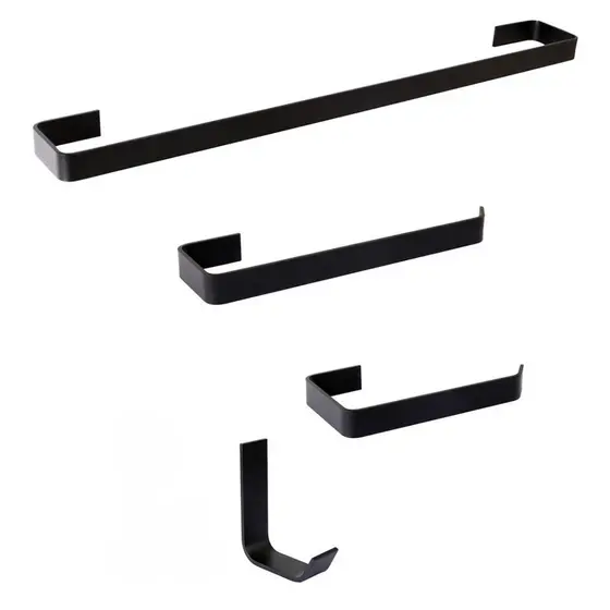 Kit Para Banheiro 4 Peças Luxo Preto Fosco