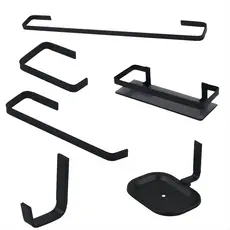 Kit Acessórios Para Banheiro Quadrado Alumino + Porta Shampoo Reto