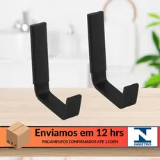 Kit 2 Cabide, Gancho, suporte para toalha Alumínio Preto Fosco para Parede Banheiro