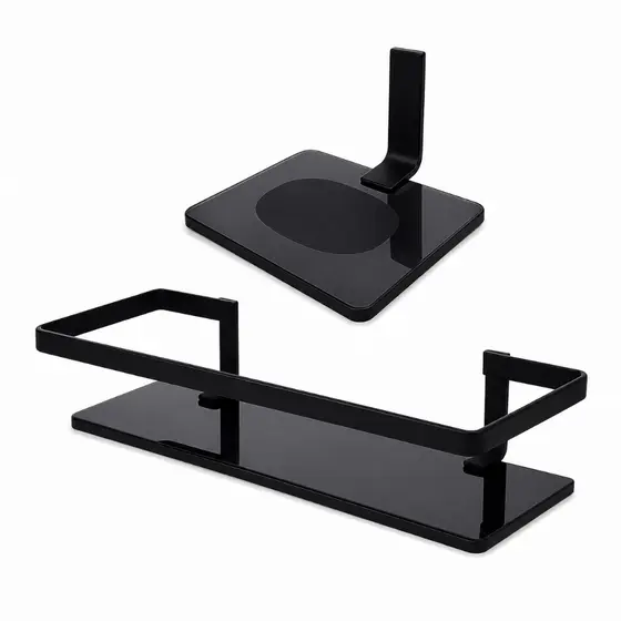 PORTA SHAMPOO E SABONETEIRA, SABONETE, VIDRO, PRETO FOSCO