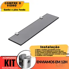VIDRO PARA PORTA SHAMPOO,  BANHEIRO, PAREDE, PRETO FOSCO 6MM