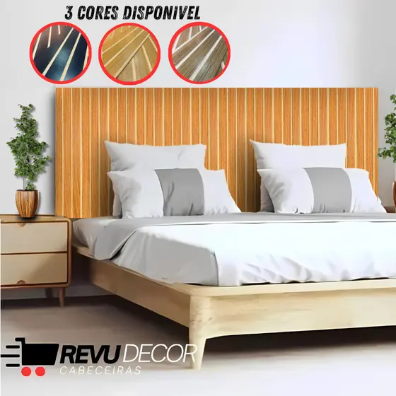 Kit Ripado MDF para Cabeceira King  Queen Casal Solteiro 1.11 MT + Kit Instalação Móveis