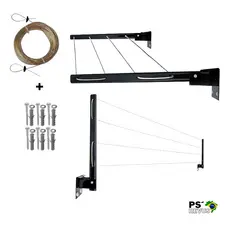 Varal Roupa de Aluminio Articulável de Parede Até 80Kg Praticidade no dia a dia + KIT INSTALAÇÃO
