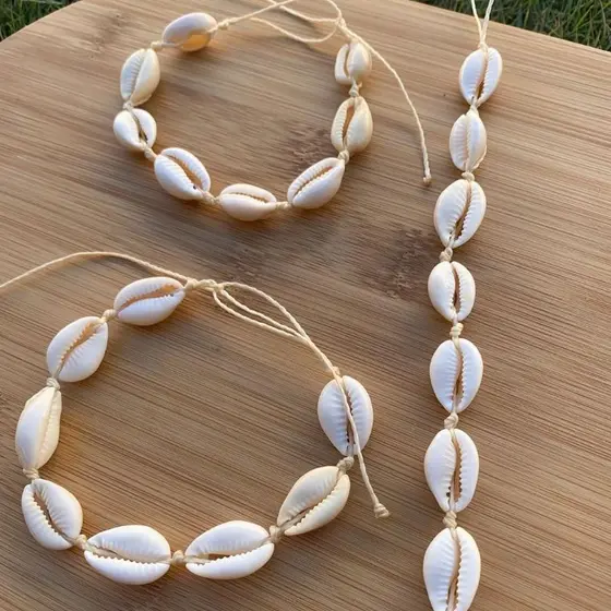 Kit Choker de Búzios Concha Praia Com Pulseira/Tornozeleira